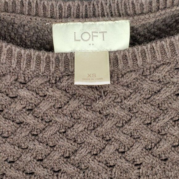 Loft Brown Cotton Crew Neck Chunky Knit Sweater Size‎ Extra Small - Picture 3 of 10